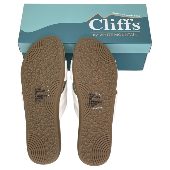 Cliffs White Mountain Favorite White Faux Leather Womens Slide Sandals Size 10M - Picture 10 of 12